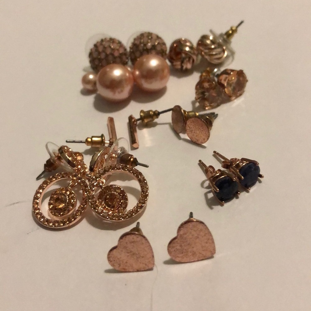 Assorted rose gold earrings
